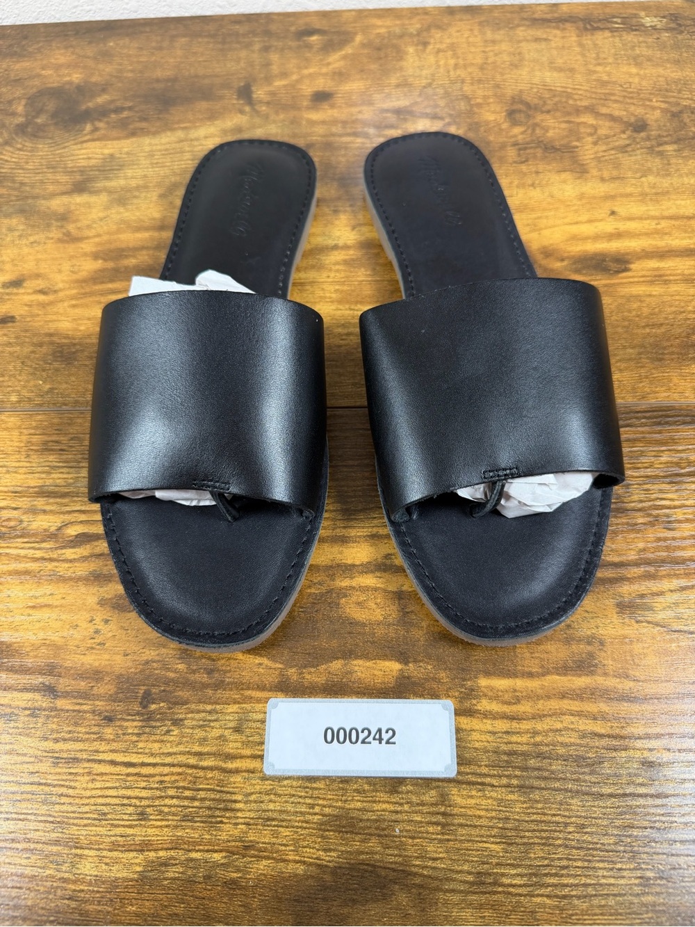 Madewell Black Leather Slide Sandals Women’s 9.5 Minimalist Flat Slip On